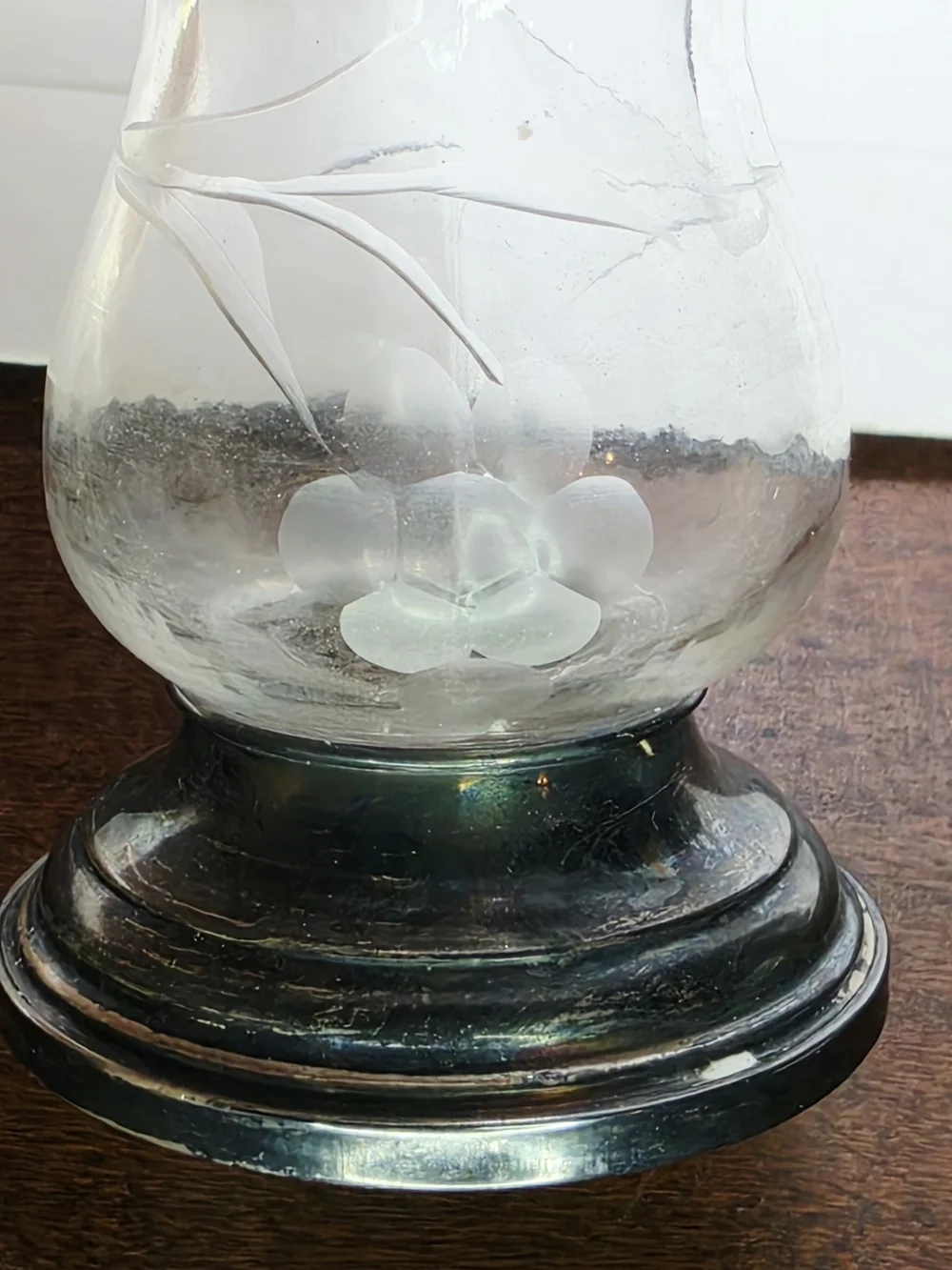 Vintage Alvin S270 Sterling Silver & Etched Glass Salt and Pepper Shakers Pair